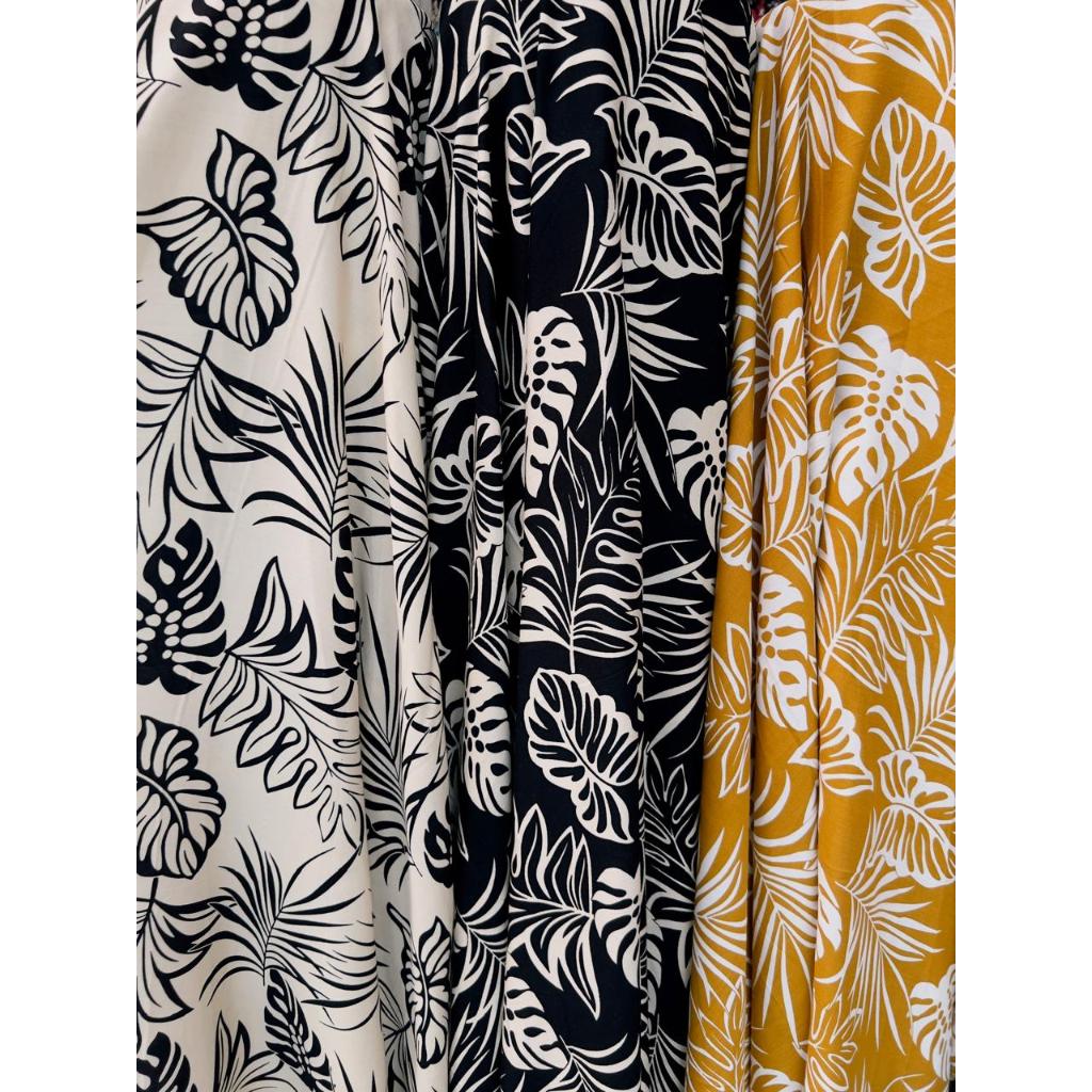 kain katun rayon viscose motif daun talas terbaru best seller