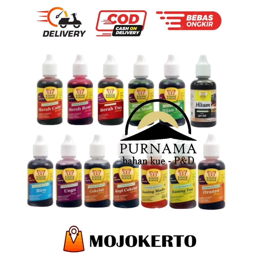 

PEWARNA MAKANAN KOEPOE 30ML SUMBO KUPU KUPU HITAM MERAH MUDA PINK HIJAU KUNING BIRU COKLAT UNGU CAIR