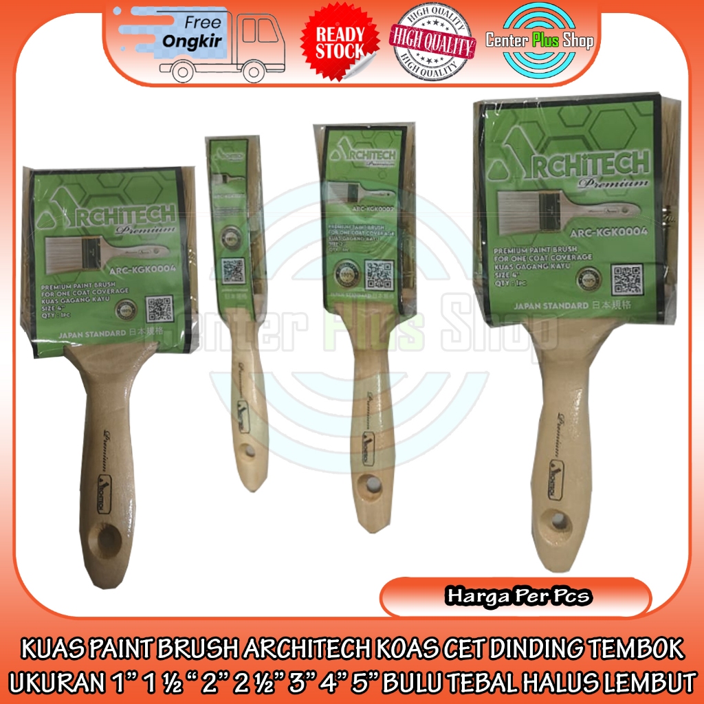 KUAS PAINT BRUSH ARCHITECH KOAS CET DINDING TEMBOK UKURAN 1” 1 ½ “ 2’’ 2 ½” 3” 4” 5” IN INCHI INCI I