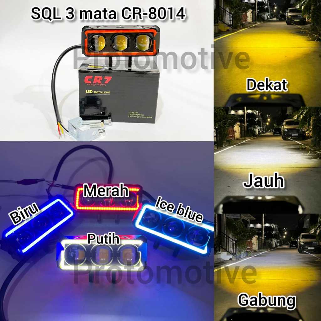 CR7 Lampu Tembak 3 Mata Alis senja Depan Original CR8014 Full Aluminum Waterproof
