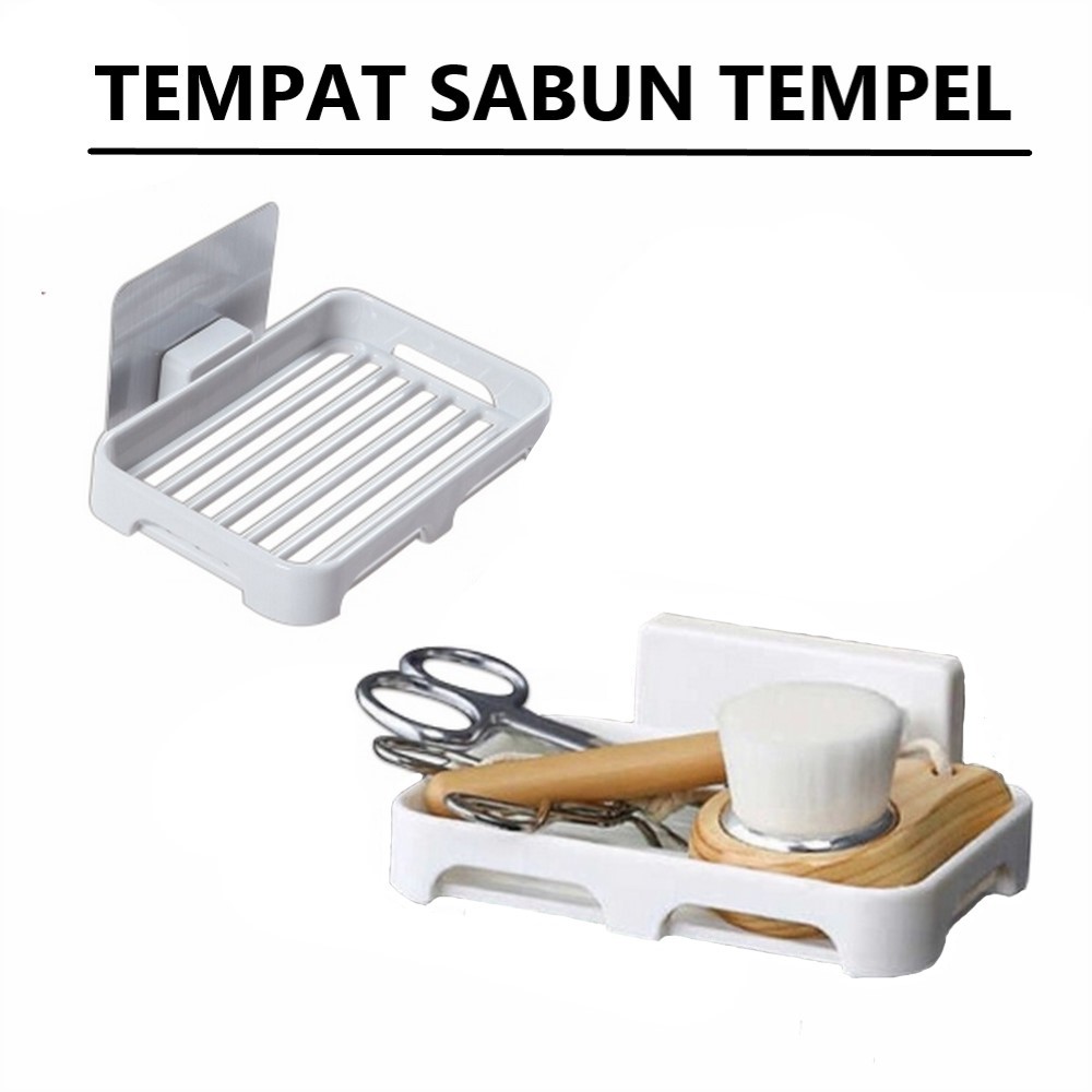Tempat Sabun Tempel Dinding Plastik ABS/ Tempat Sabun Kamar Mandi/ Wadah Sabun Batang Serbaguna
