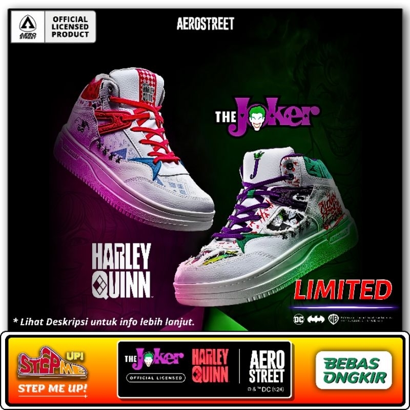 Aerostreet X Joker X Harley Quinn - Sepatu Sneakers Casual Joker Harley Quinn Official Licensed DC C