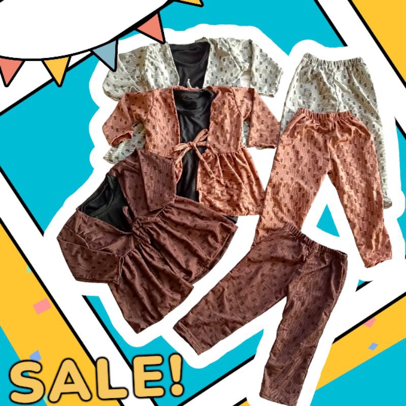 one set 3 in 1 anak 2 tahun/setelan anak perempuan/baju anak perempuan/gamis anak