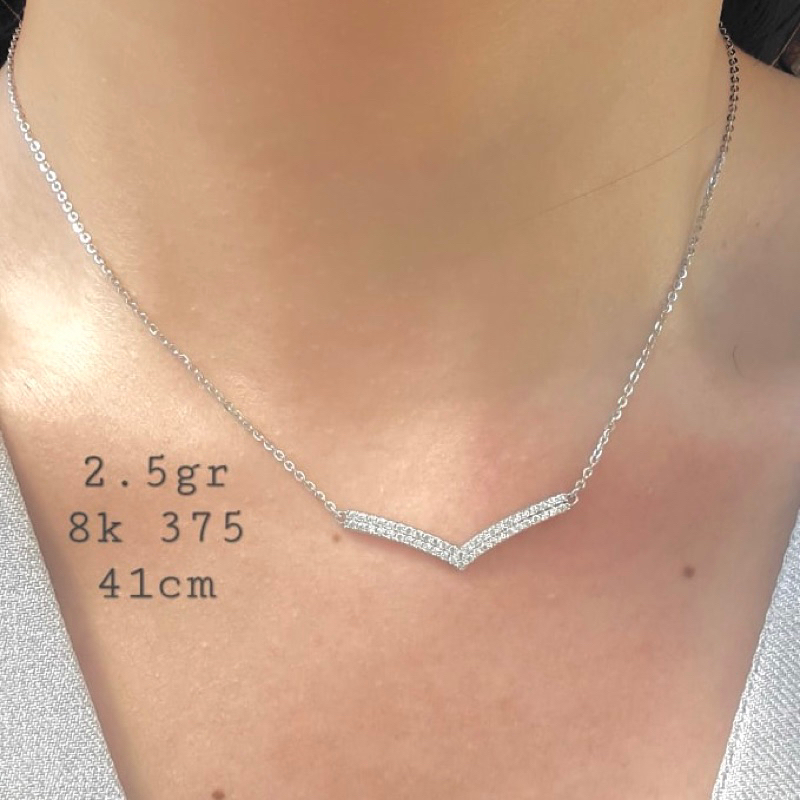 Kalung Emas Asli Aurel Fuji V Listring UBS Kalung Emas Putih Set BTS Emas Asli Kadar 375