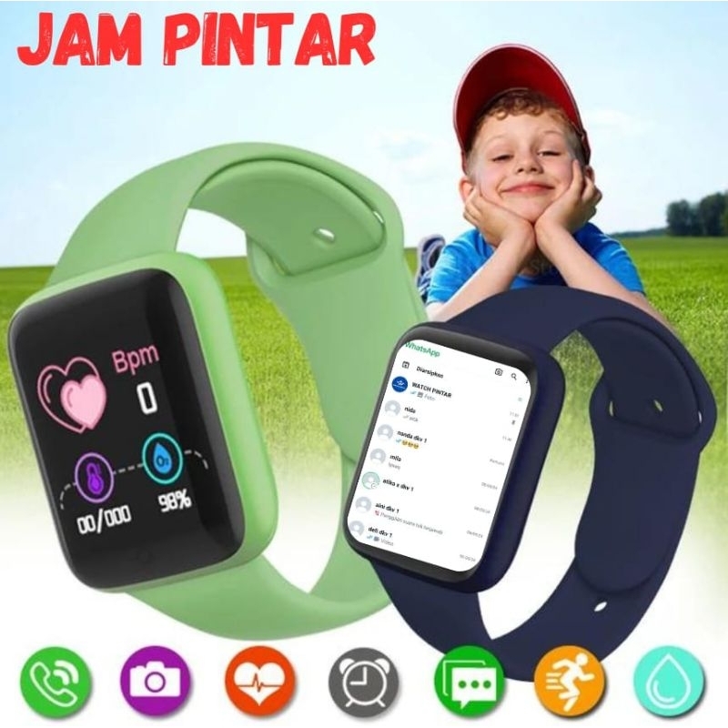 Jam Tangan Hp Pintar Android Smartwatch Anak Pria Wanita Dewasa Led Pelacak