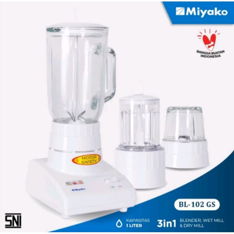 Miyako Blender Kaca 3 Tabung 3 in 1 BL 102 GS / Miyako BL 102 GS