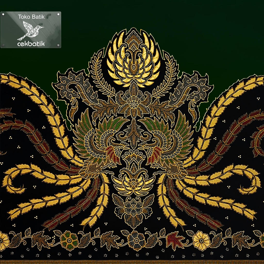 Kain Batik - Motif Burung Garuda Jawa Modern Spesial Ukuran Lebih Panjang (Hijau)