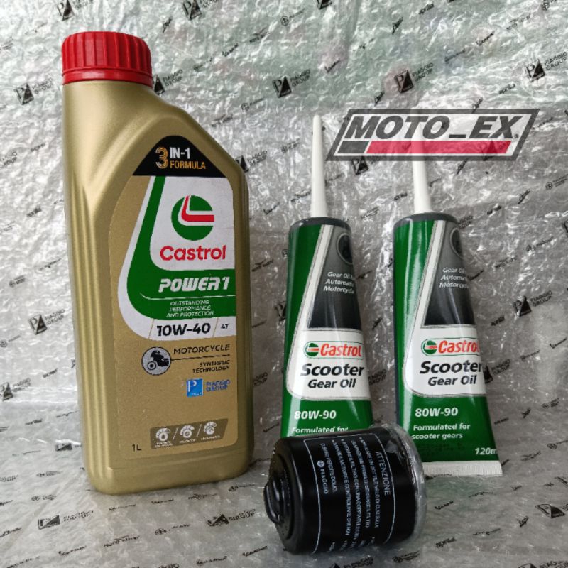 PAKET SERVICE / PAKETAN OLI PIAGGIO VESPA MATIC (1 OLI MESIN, 2 OLI GEAR, 1 FILTER OLI) ORIGINAL