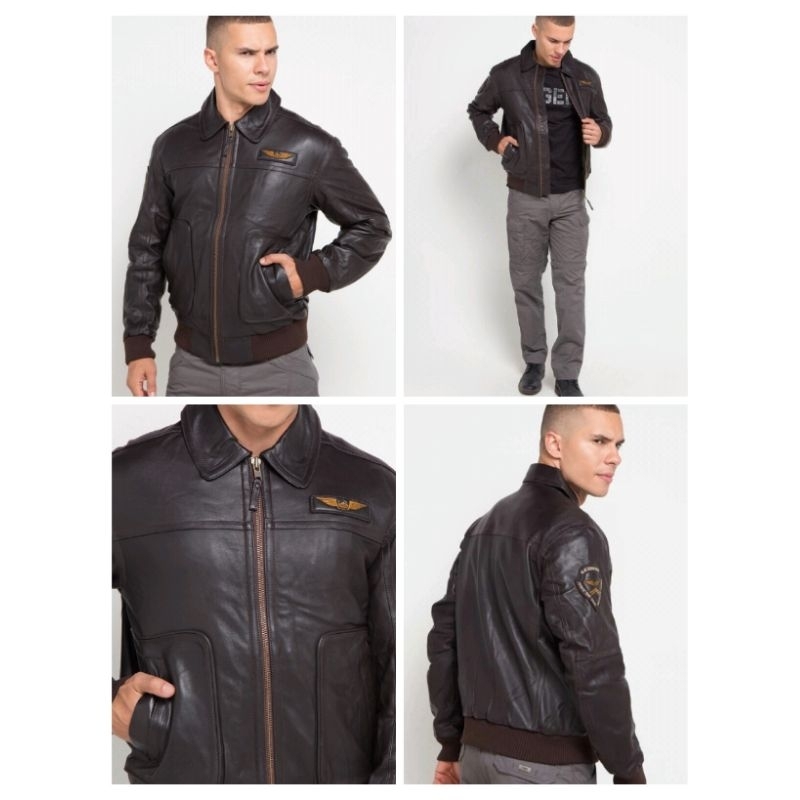 JAKET MGEE ORIGINAL / JAKET KULIT MGEE / JACKET BASIC BOMBER COLLAR SIDES POCKET / MGG STORE