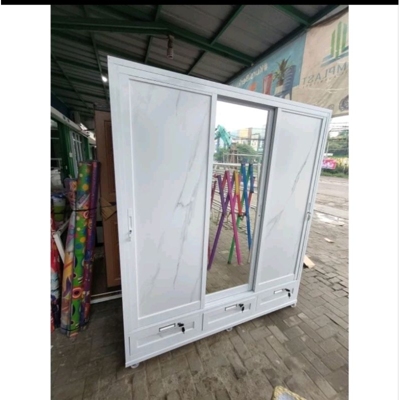 Lemari aluminium sliding / Lemari pakaian acp sliding / Lemari baju aluminium