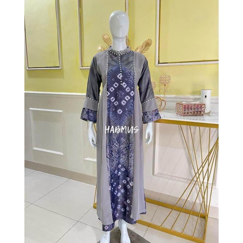 gamis sifon jumputan Palembang asli sutra silk