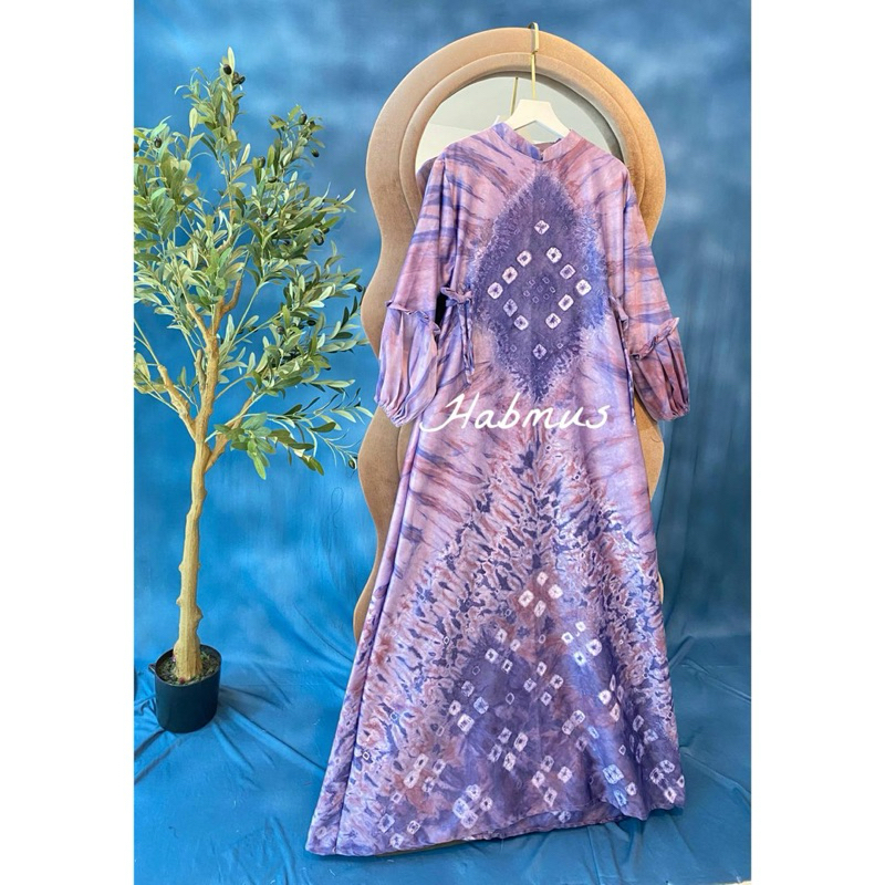 gamis jumputan Palembang asli handmade sutra silk