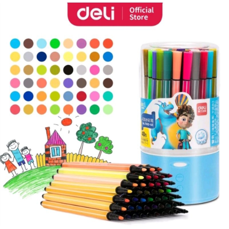 

Deli Hexagonal watercolor Marker Pen Spidol Warna isi 48pcs warna 7060