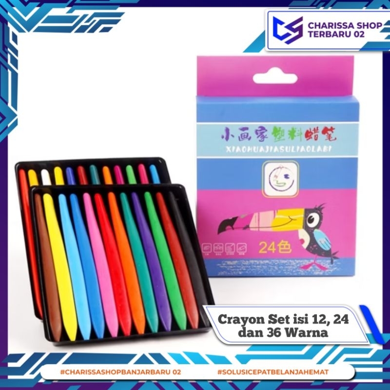 

Crayon Set isi 12, 24 dan 36 Warna / Alat Warna Anti Kotor / Pensil Warna Krayon