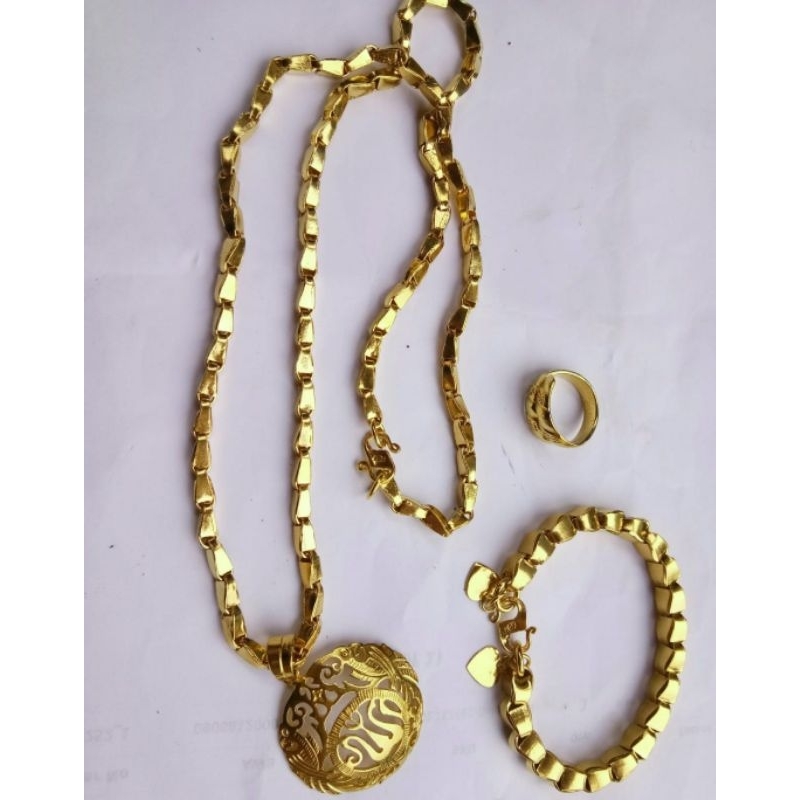 Set Padi 5 Suku Kalung Panjang Lapis Emas 24k/ Set 5suku Padi