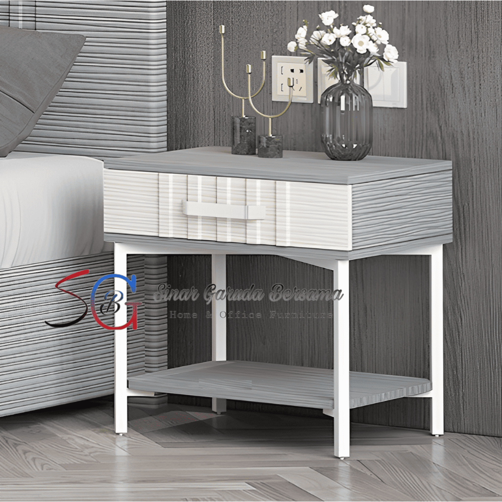 MEJA SAMPING KASUR / NAKAS KASUR MINIMALIS ELEGAN / SIDE TABLE / LACI NAKAS MEJA NAKAS SAMPING TEMPA