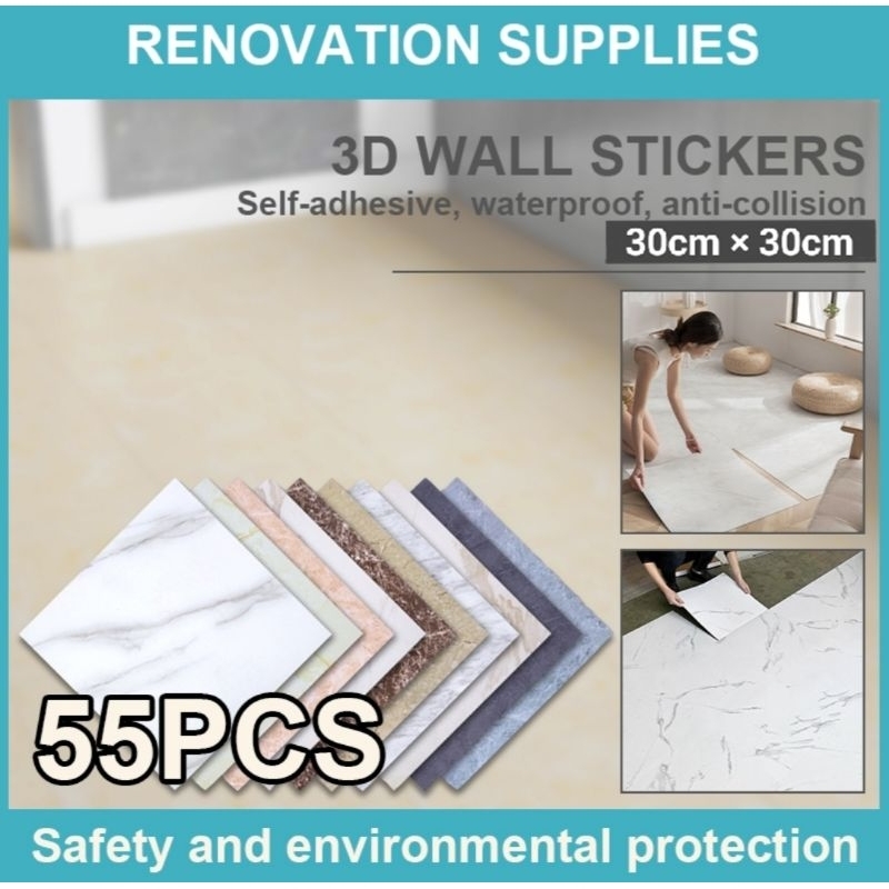 1 BOX (55 Pcs) Sticker Lantai Vinyl Marbel 30×30 cm / Sticker Vinyl Lantai Anti Air