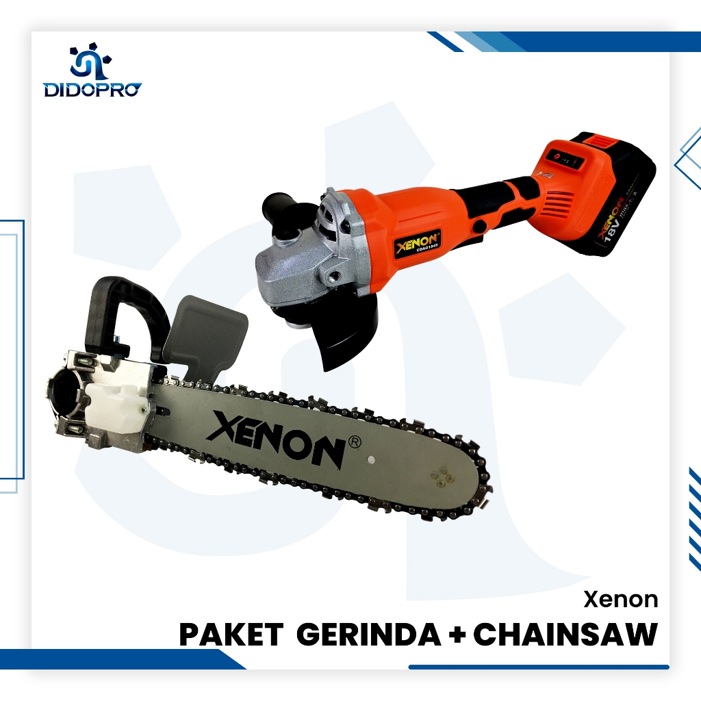 PAKET Gerinda Baterai Cordless 18Volt Xenon CDAG1845 & Chainsaw Stand XENON ECS115A
