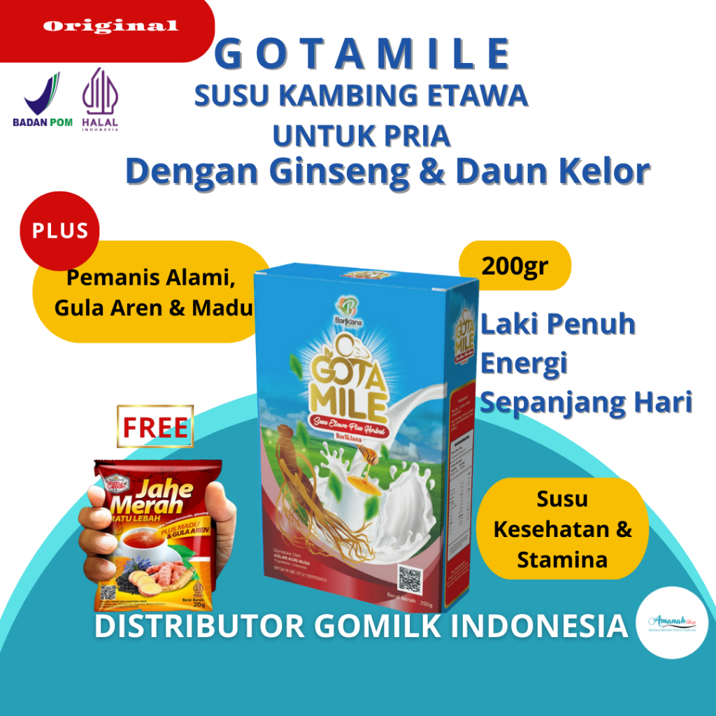 

[BISA COD + GARANSI] [GRATIS JAHE] GOTAMILE Susu Etawa Plus Ginseng Untuk Vitalitas Pria