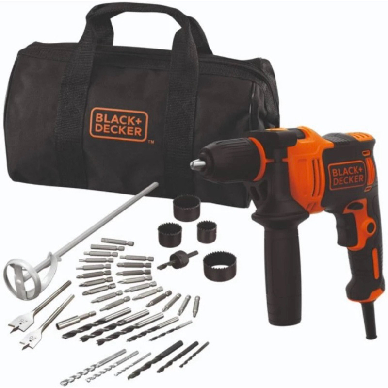 Mesin Bor Tembok Beton Tangan Listrik Set Black Decker 710W Impact Hammer Drill 40pcs accesories 13m