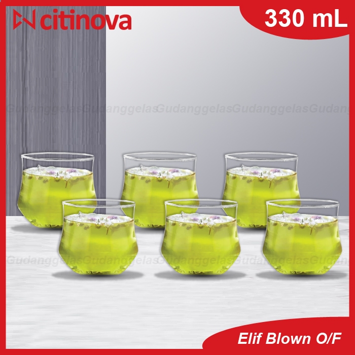 1 SET 6 PCS Gelas Citinova Elif/Gelas Kaca Cocktail/Gelas Whisky/Gelas Bir/Whisky Glass/Gelas Old Fa
