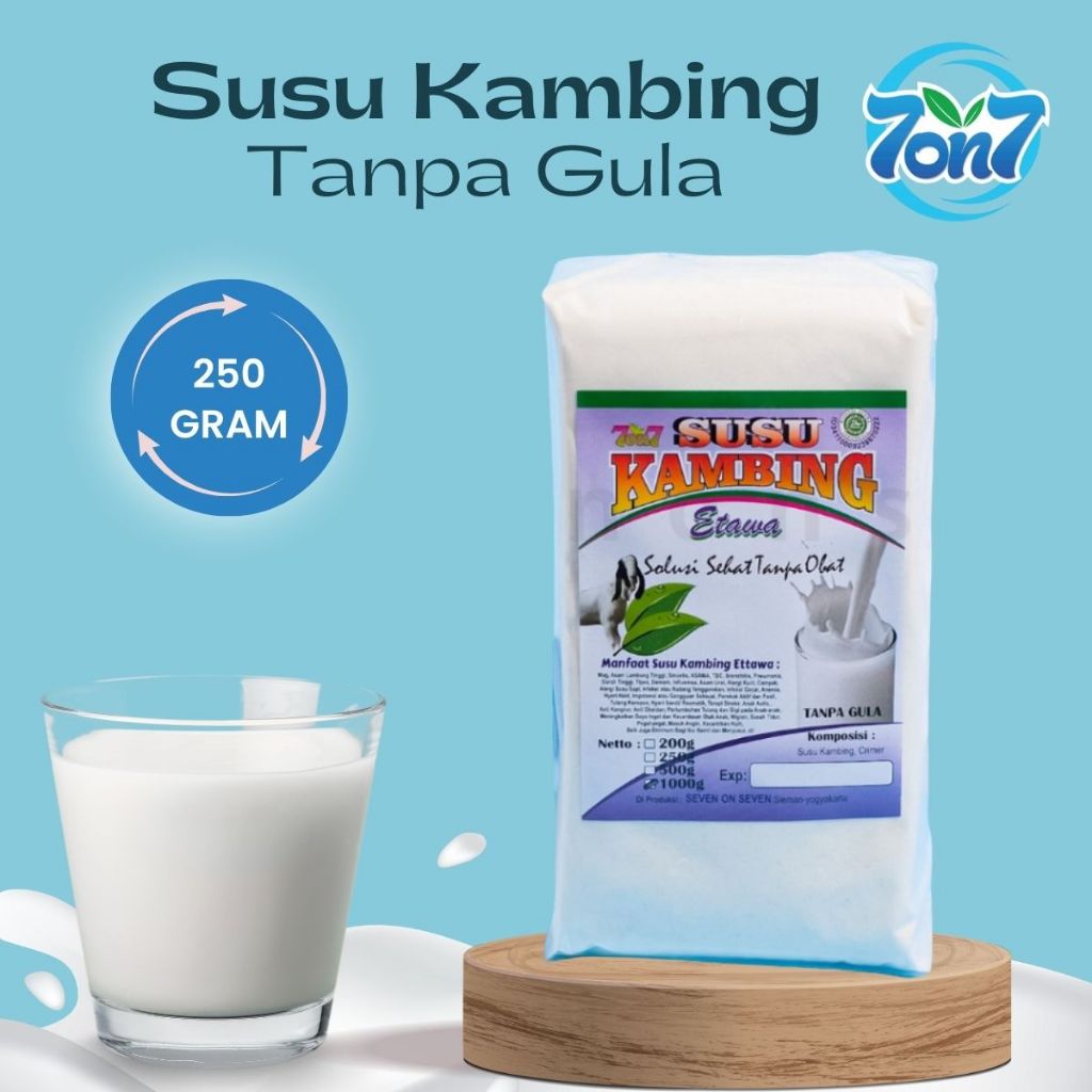 

Susu Kambing Etawa Bubuk Tanpa Gula 7On7 - Susu Diabetes BPOM Halal Kemasan 250 g/500 g/1000 g