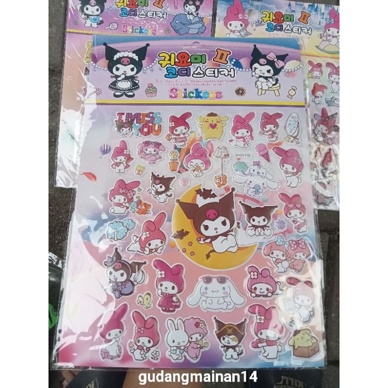 

Stickers 3D Timbul Sanrio Kuromi Melodi UK. Besar