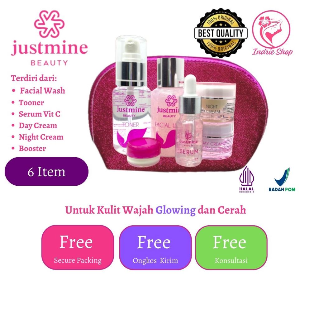JUSTMINE BEAUTY SKINCARE ISI 6 PCS GLOW / JUSTMINE BEAUTY SKINCARE  REMOVE / JUSTMINE ACNE