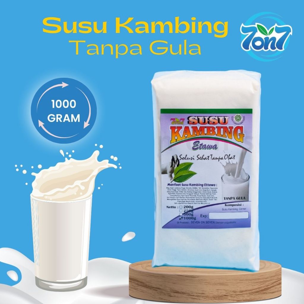 

Susu Kambing Etawa Bubuk Tanpa Gula 7On7 - Susu Diabetes BPOM Halal Kemasan 250 g/500 g/1000 g