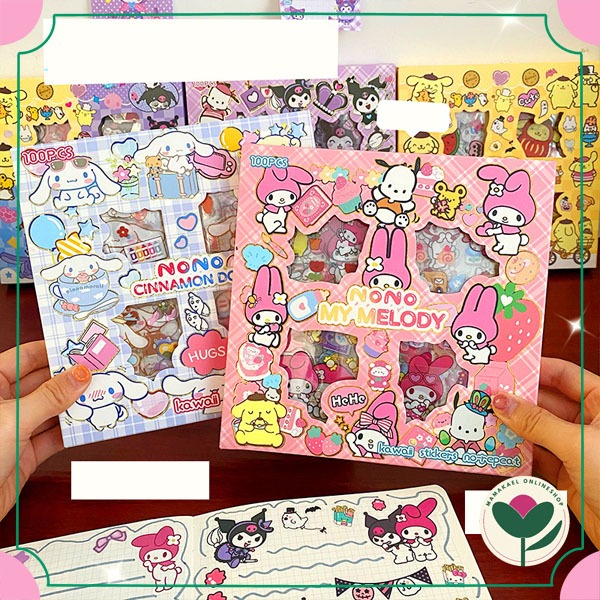 

1 set isi 100 lembar sticker kawai cute karakter lucu melody kuromi dekorasi scrapbook hiasan planner bujo hias botol minum MK1236