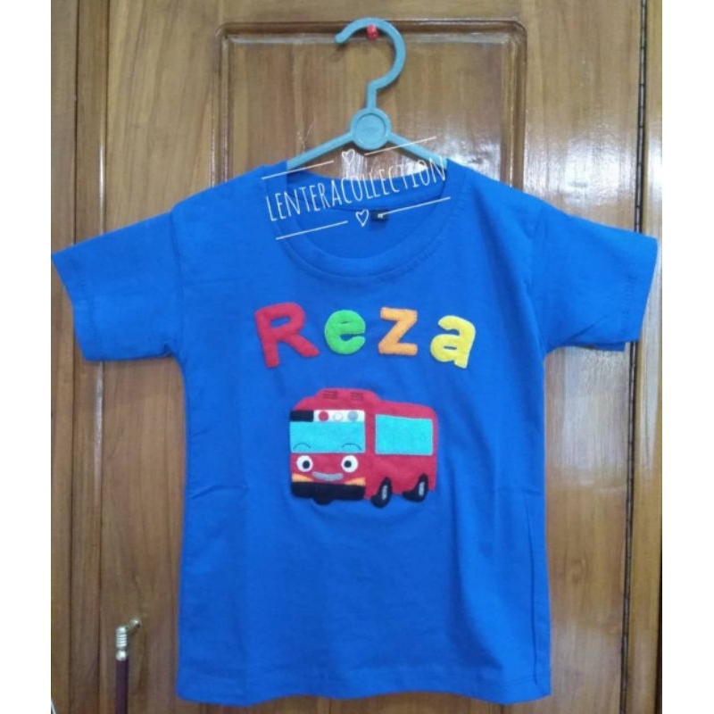 Kaos nama dan karakter dari kain flanel (Warna Biru Elektrik I)