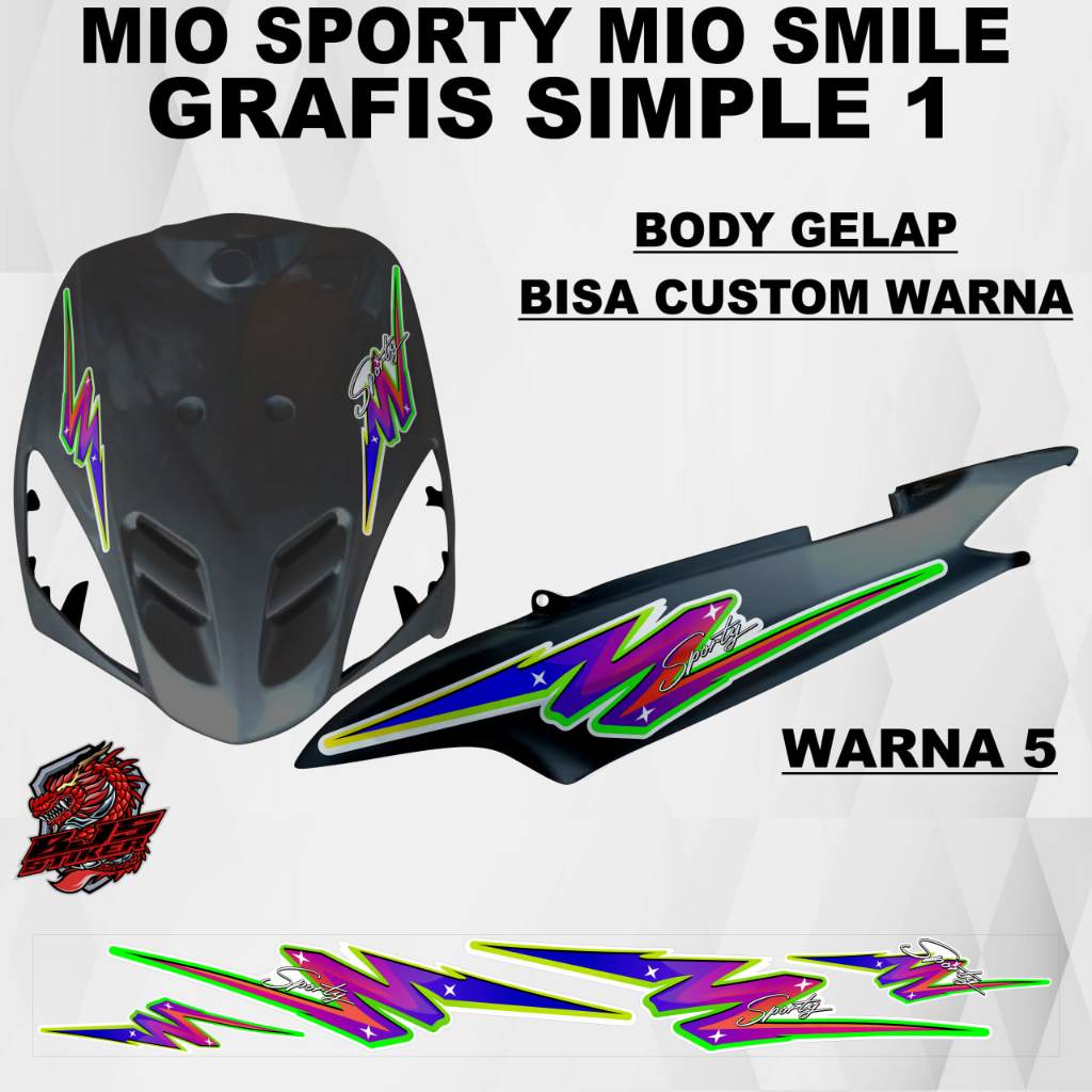 Stiker Sticker Mio Sporty Mio Smile grafis simple 1 body gelap - Stiker Sticker Decal Mio Sporty Mio