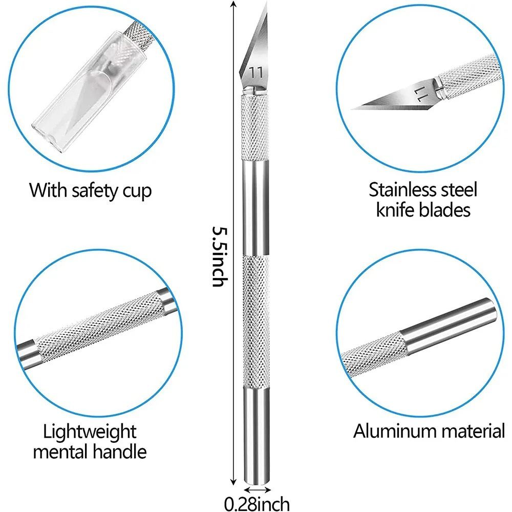 

Pisau Ukir Seni 5 isi Cutter Hobby Crafting Art Knife Metal Handle Blade Pisau Bonsai Sayat Ukir Pen Cutter Set Mata dan Gagang Art Knife