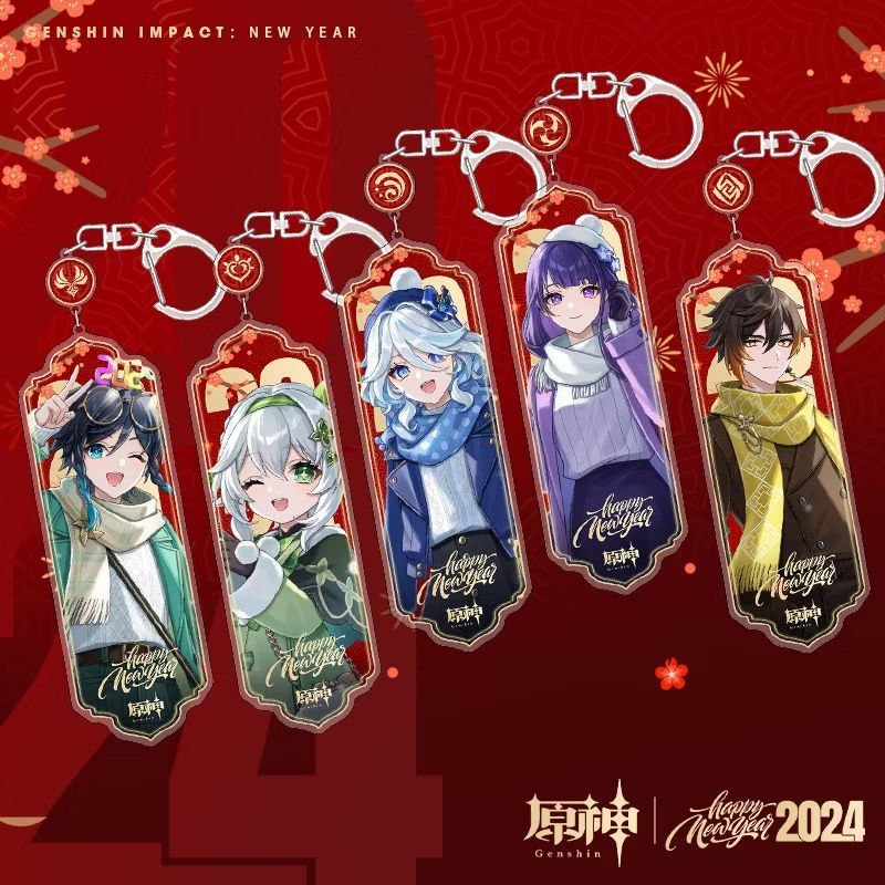 Gantungan Kunci Akrilik Genshin Impact Banner 8cm Transparan Keychain Gift Souvenir Hadiah Anime Kad