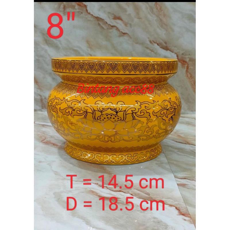 hiolo/hio lo - kuning - bunga - keramik - 8inch - h24