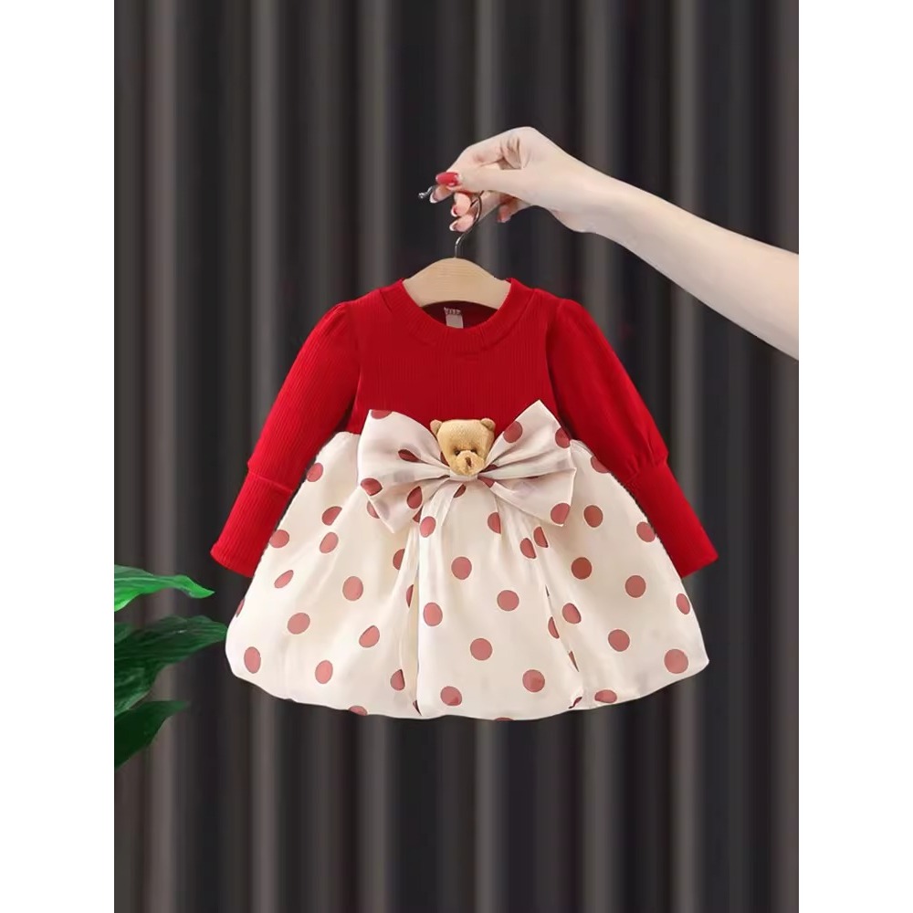 Dress Anak Perempuan Usia 1-4 Tahun | Fashion Trendy Anak Cewek Dress Lengan Panjang Balon Variasi P