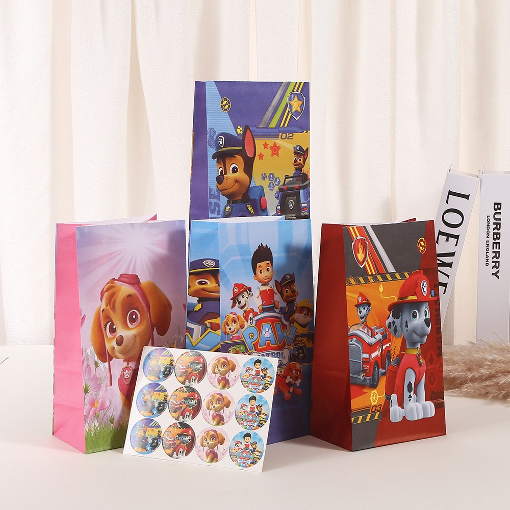 

Kantong kertas kraft paper Paw Patrol + Sticker Segel/ Kantong packaging tas kado gift souvenir cookies permen anak ultah Paw Patrol