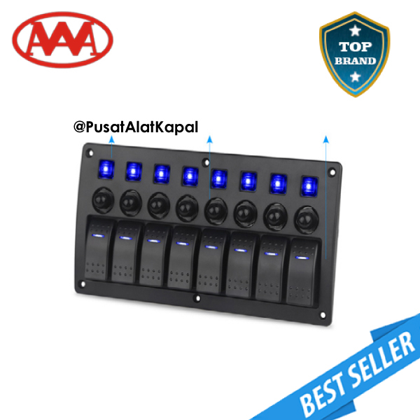 A-8SWR AAA 12-24V SAKLAR 8 GANG SWITCH PANEL CIRCUIT BREAKER