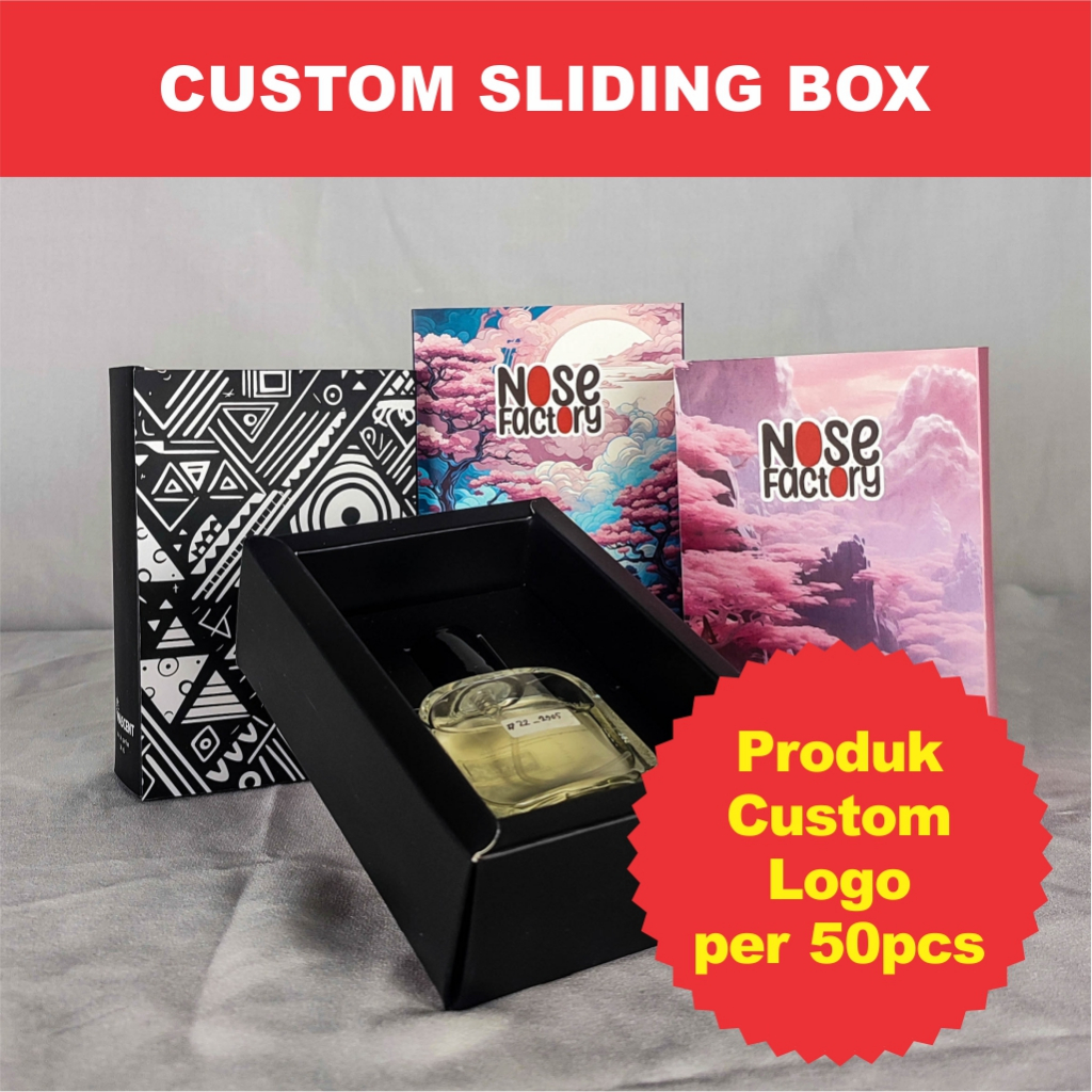 

CUSTOM box Sliding Sleding Kemasan Parfum Size M minim 50pcs bisa fullcolor