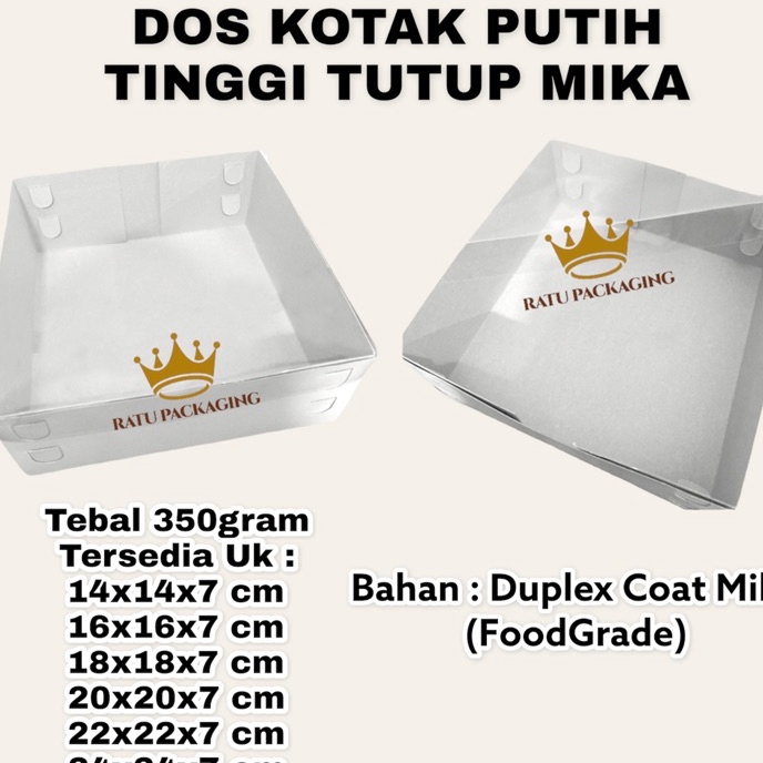 

murah 1PCS RATU Dos DUPLEX PUTIH TUTUP MIKA Kue Tinggi 7Cm Tutup Mika Kardus Box Dus Kotak Kue Putih Duplex Kotak Hampers Tinggi 7CM Tutup Mika Catering