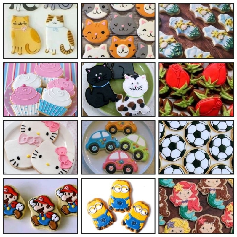 

IHANALICIOUS Butter Cookies 1 box isi 5 Mario Minions Bunga Hewan Bola Cupcake Kucing Mobil Christmas (kukis hias karakter)