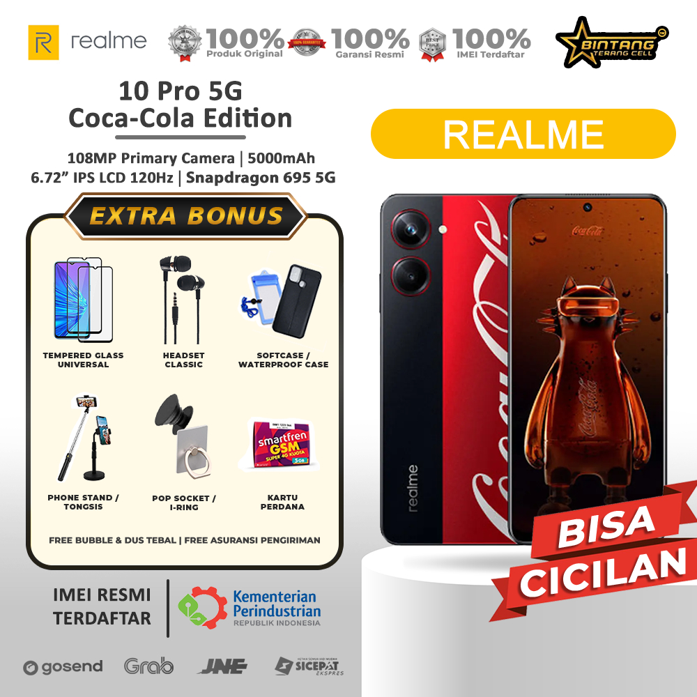 Realme 10 pro 5G ram 8/256Gb Coca-cola limited edition snapdragon 695 Garansi Resmii