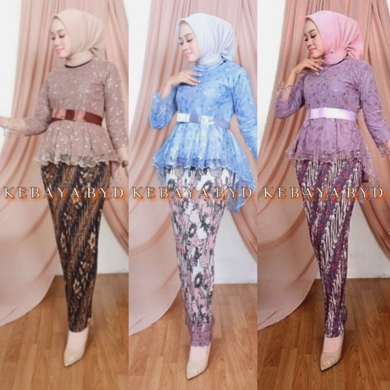 SET/ATASAN KEBAYA BLOUSE PITA NINDYA TILE REALPICT TERLARIS > SET KEBAYA MODERN PAYET / SET KEBAYA W