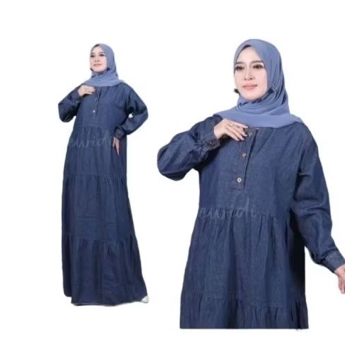Dress Maksi Jeans Kekinian // Gamis Wanita Denim Trendy