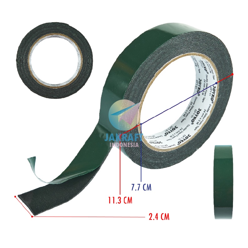 

TERLARIZZZ 1 Roll Double Tape Busa Foam JOYKO DFT51 Hitam Black 1 Inch 24 mm x 5 Meter