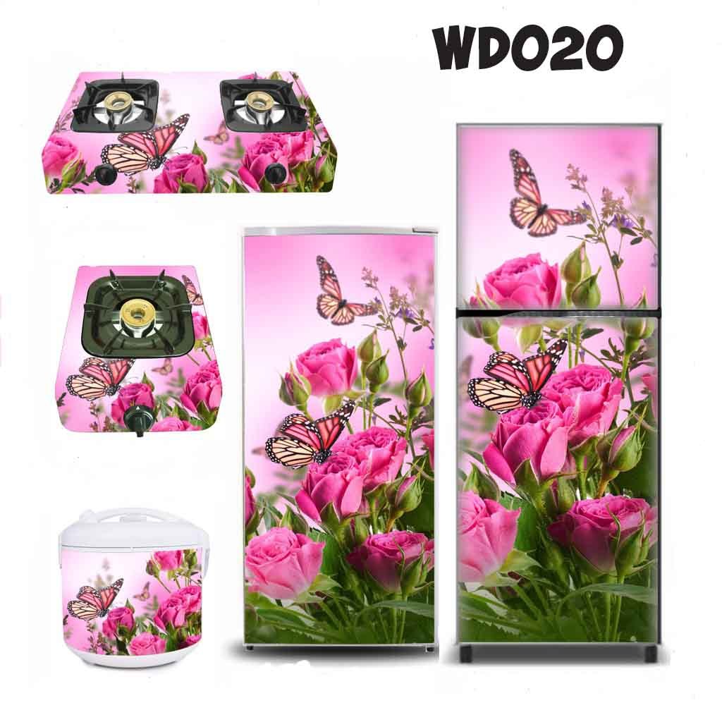 Stiker Kulkas 1 & 2 Pintu, Kompor, Magicom, AC, Mesin Cuci Motif BUNGA WD020