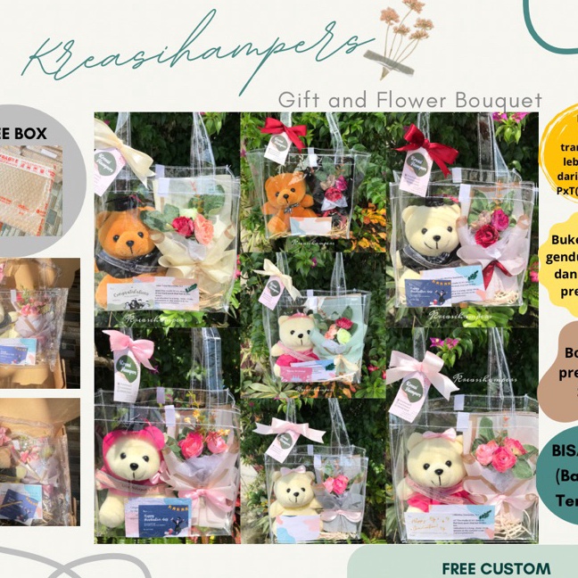 

HJ6 Kado Hampers Gift Wisuda Bunga Boneka Tas Transparant Kado Ulang Tahun Bunga Boneka Hampers Bunga Boneka Hampers Tas Bunga Boneka HADIAH WISUDA KADO WISUDA dan KADO SIDANG HADIAH ULANG TAHUNHADIAH GRADUATIONBUKET BUNGA WISUDABUKET WISUDA