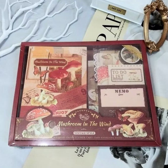 

Journal Set Gift Box Isi 125pcs / Vintage Style Warm Mail Series Scrapbook Lucu Notebook