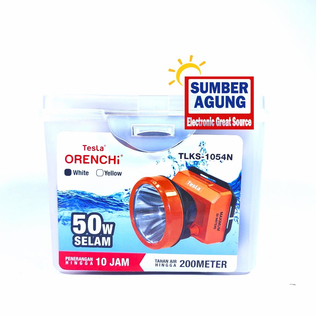 Tesla Orenchi Senter Kepala 50W Menyelam Headlamp Selam Waterproof TLKS1054N TLKS1054 1054 10Jam Pen