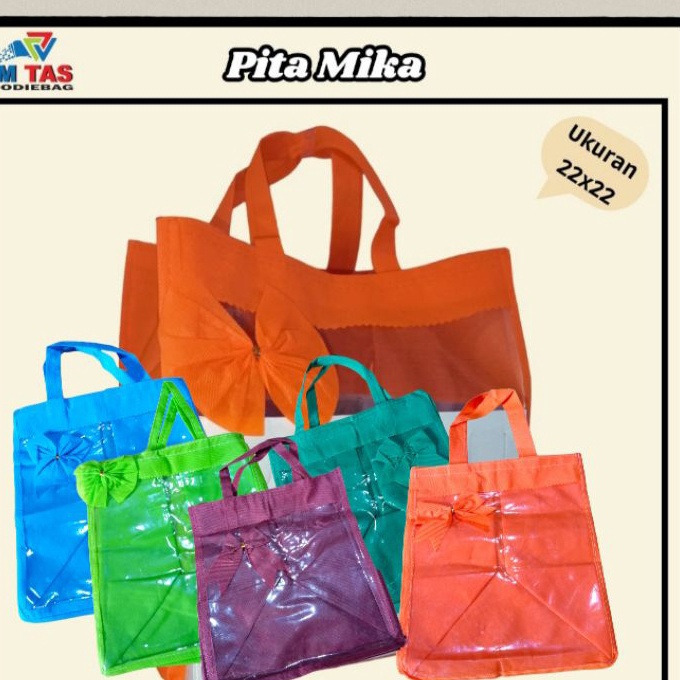 

KF7 Goodiebag mika tas kain kombinasi mika untuk box dan hampers isi 12pcs